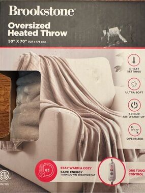 Brookstone Oversized Heated Throw - Taupe